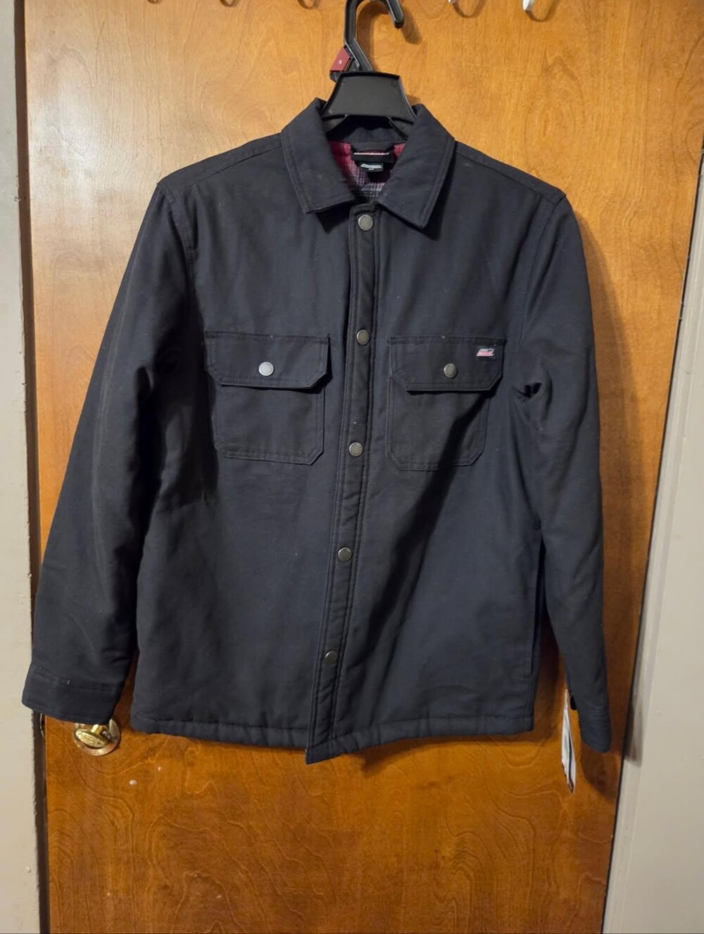 Men's Black Work Jacket - Durable Chest-Pocket Coat